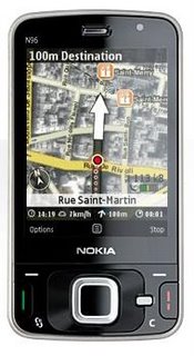 Image: Nokia N96 showing Nokia Maps 2.0, from screenshot of Nokia Maps website